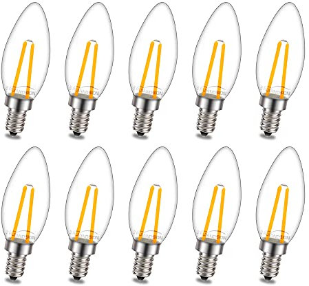 Ruiandsion E12 LED Birne 220V AC Warmweiß 2SMD LED Chips Ersatz für Kerzen Decken Hängende Dekorative Beleuchtung (Packung mit 10)