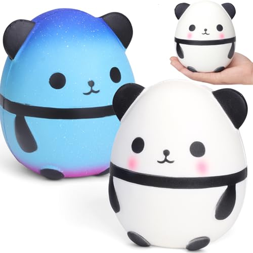 Jumbo Squishy Panda Squishies Fidget Toys for Kids Adult Slow Rising Stress Egg Ball Pop Soft Doll Scented Stress Relief Anti Anxiety EDC Squeeze Mochi Toys for 3-12 Years Old Boys Girls 2 Pack
