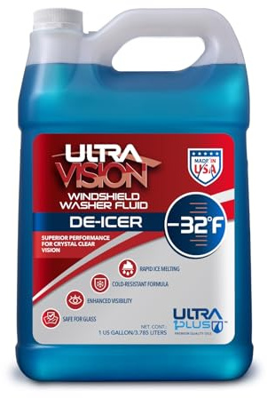 ULTRA 1PLUS De-Icer Windshield Washer Fluid - Advanced Formula for Winter Driving - Clear Vision in Weather Conditions -32F - 1 DeIcer Gallon