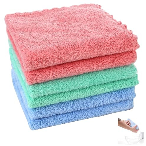 Gruvox 6 Pcs Microfiber Flannel Face Cleaning Cloths Reusable Face Cleaning Cloths Face Cloths Cotton Face Wash Cloths