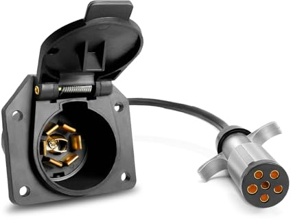 Agrieyes Premium 7 Pin to 6 Pin Trailer Light Adapter, 7 Way to 6 Wire RV Blade Trailer Plug, Trailer Connector for Pickup Truck RV
