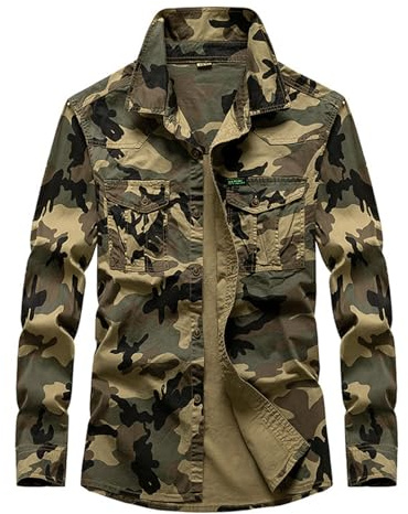 Gefomuofe Chemise tactique pour homme - Séchage rapide - Chemise fonctionnelle à manches longues - Respirant - Pour homme - Armée militaire - Protection UV - Avec poches