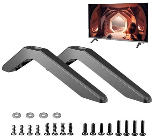 Mecmbj 2 pièces Pied TV Universel, Pied Television avec Kit de Vis, Pieds de Base TV pour la Plupart des Téléviseurs LCD de 32 à 55 Pouces, Capacité de Poids Jusquà 75 kg (Noir)