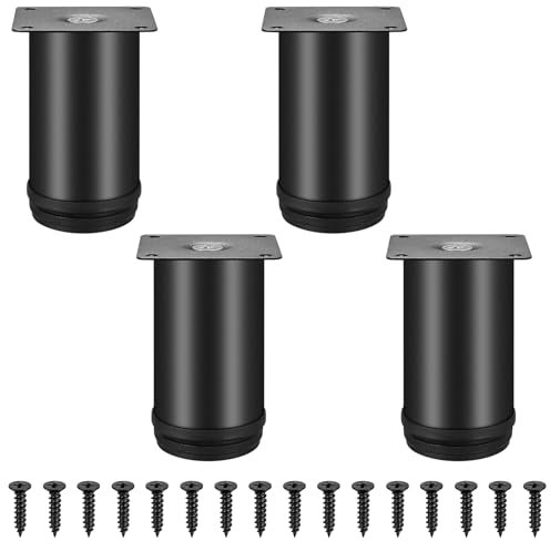 4 Pcs Patas para Muebles Negro, 10cm Patas para Mesas Ajustable 0-15 mm, Patas Regulables para Muebles, Patas para Sofas, Patas para Mesitas de Noche Canape Mesas Muebles Sofá Mesa Estantes