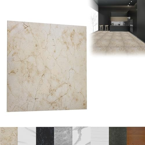 LZQ Lot de 54 revêtements de sol en PVC autocollant - 30 x 30 cm - Carreaux de sol en vinyle - 5,02 m² - Antidérapant - Résistant à l'usure - Imperméable - Pour salon, cuisine, modèle E