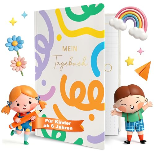 BIROYAL 5-Minuten Gefühlstagebuch Kinder 6-12 Jahre, 24 Wochen Tagebuch Kinder, Gefühle Buch für Dankbarkeit erlernen, Dankbarkeitstagebuch & Achtsamkeitstagebuch für Mädchen & Jungs, ein gutes Gefühl