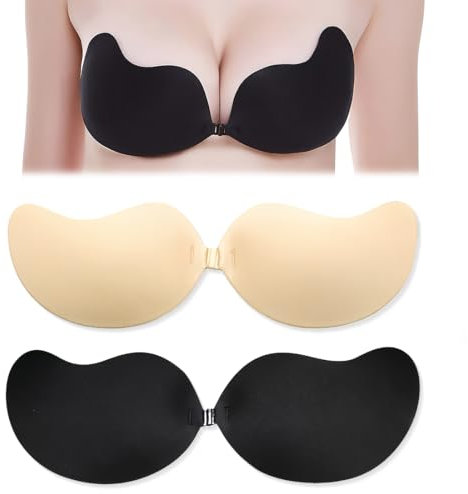 CATOR 2 Paires Soutien Gorge Adhesif Silicone, Push Up Réutilisable avec Coque Autoadhésif, Collant pour Sein