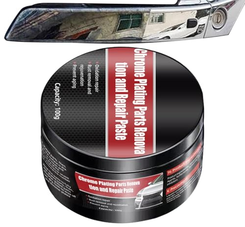 Pasta cromada - Chrome Shine Polish | Compuesto de ppulido de metal de 100 g, removedor automotriz, agente de reparación para manija de la puerta, tira de ventana, removedor de óxido y empañamiento