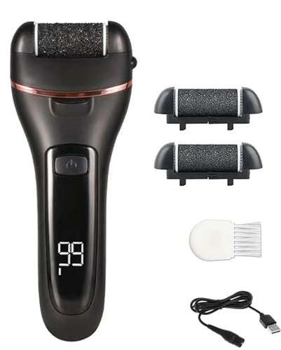 Épilateur électrique 2 en 1 pour callosités des pieds, broyeur électrique pour les pieds, élimination automatique de la peau des pieds et callosités, noir, A