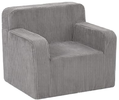 MeMoreCool Kinder-Sofa – Bequemer Cord Sessel für Kinder, vielseitig als Sofa oder Lounge nutzbar, klassischer Stoff, fördert entspanntes Sitzen, für Kinderzimmer & Leseecke, Hellgrau
