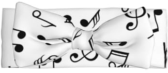 Cerchietto con fiocco stampato a tema musicale, una fascia turbante alla moda con elasticità, adatta per neonati e neonati