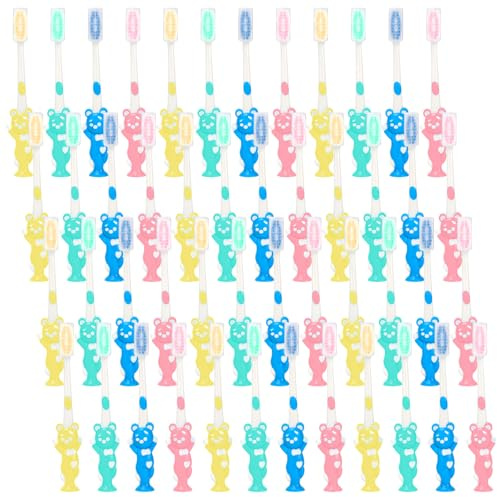 100 Pack Children's Toothbrushes Bulk, Individually Wrapped Soft Bristles Manual Toothbrushes for Kids, Cute Animal Kids Toothbrush for Nursery School Camp Dental Giveaways (4 Colours)