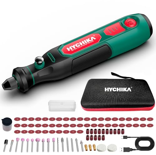 HYCHIKA Mini Cordless Rotary Tool Kit - 89PCS Accessories for Drilling, Sanding, Polishing, Engraving, 3.6V Multi Tool with Variable Speed, USB-C Charging, Ideal for DIY fine Work.