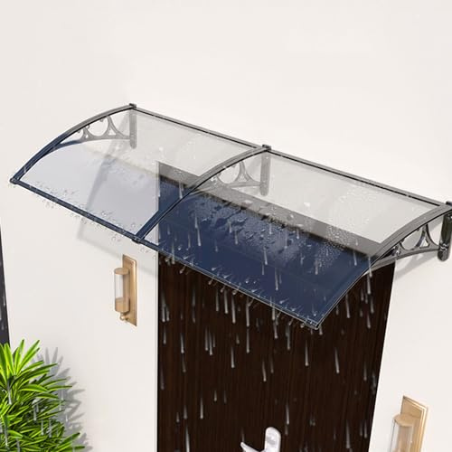 Vattentät utomhusdörrmarkis i polykarbonat med UV- och snöskydd, takmarkis i aluminiumram för uteplats 80x400cm