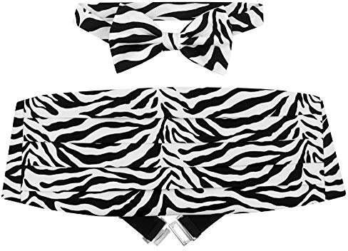 Cumberbund & BowTie ZEBRA Skin Print Design Men's Cummerbund Bow Tie Set