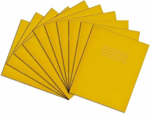 Rhino 8 x 6.5 Exercise Books, 48-Page/Top Half Blank & Bottom Half 15mm Lined Paper Notebook, 10-Pack, Office & School Stationery Supplies, Yellow