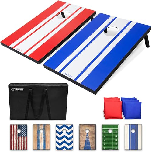 GoSports - Juego de Cornhole de diseño clásico de 0,91 x 0,60 m, Incluye Dos Tablas de 0,91 x 0,60 m, 8 pufs y Funda de Transporte