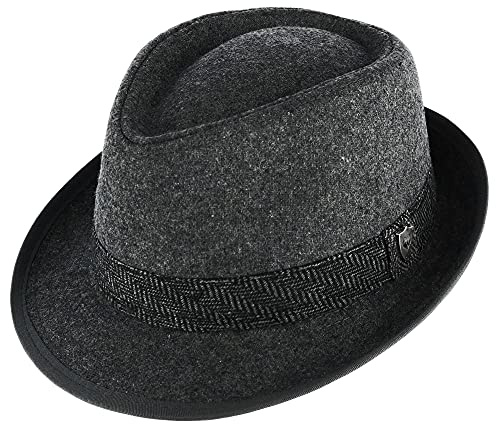 Ascentix Men’s Fedora, 2” Brim, Timeless Classic, Size 22 ¾” - 23 ⅛”, L, Grey