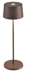 Zafferano Lampada Olivia Pro, Lampada da Tavolo Ricaricabile e Senza Fili con Controllo Touch, Adatta per Salotto ed Esterni, Dimmer, 2700-3000 K, Altezza 35 cm, Colore Corten
