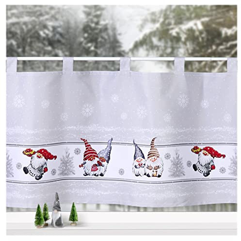 heimtexland ® Scheibengardine Weihnachten Dekoration Fenster-Deko Küchen Gardine 45x120 cm Typ651 (Wichtel 2)