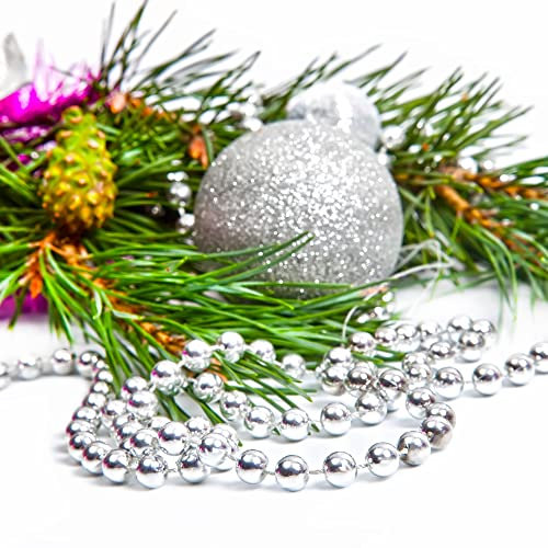 ANTEVIA - Guirlande Sapin de noël 500cm | Type Perle argentée | Plus DE 10 MODÈLES | Chaîne Table de noël | Couleur : Gris (Guiperle argenté)