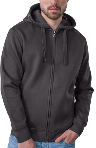 HRM Veste à Capuche Premium pour Hommes, Gris Foncé, Taille M I Sweat à Capuche Homme, Commerce Équitable, 320 g/m² I Hoodie Homme en 70% Coton et 30% Polyester Recyclé