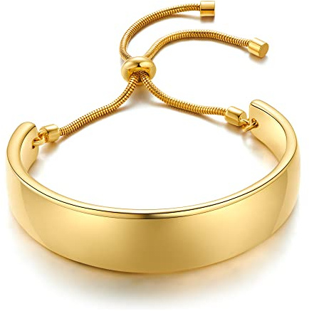 ENSKEFEN Chunky Bracelets for Women Adjustable Slider Bangle Bracelets for Women Trendy Minimalist Chain Bracelet