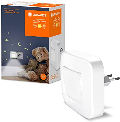Ledvance Nightlux Lunetta Hall Silber, Stimmungslicht für die Steckdose, sorgt für ambiente sichere Beleuchtung im Dunkeln, mit Tageslichtsensor, White, 4058075730120