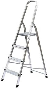 PROREGAL Haushaltsleiter | einseitig begehbar | 4 Stufen | Leiter, Teleskopleiter, Trittleiter, Bockleiter, Sprossen-Doppelleiter