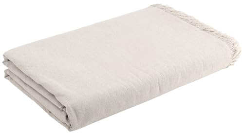 JAPCHET Tessuto di lino naturale per cucito, tinta unita, effetto lino, per artigianato, tovaglie, decorazione, ricamo, larghezza 150 cm, lunghezza 400 cm