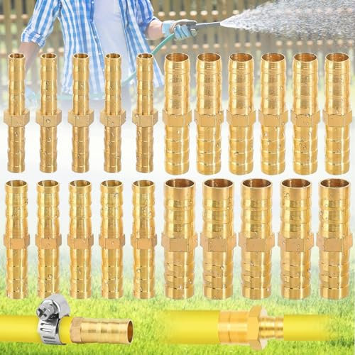 SUpoetry 20 Pièces Raccord de tuyau en laiton, Adaptateur de tuyau droit en laiton, Laiton Tuyau Barbelé Raccords pour Conduites d'eau, Conduites de Carburant(6 mm/8 mm/10 mm/12 mm)