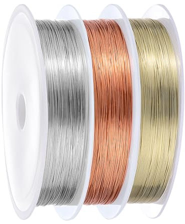 90m x 0,3mm Draht zum Basteln, Basteldraht Dünn Basteln Perlendraht Kupferdraht Schmuckdraht für Schmuckherstellung Modellbau Bastelarbeiten (30m/Rollen)