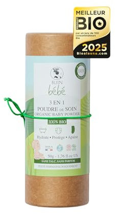 Puderfreies Pflegepulver für Babys, Kinder, Bio 3-in-1 – beruhigend Komfort Rötungen Reibung Feuchtigkeit – Reis, Hafer, Aloe Vera – natürliche Alternative für Wechsel, Bad und Pflege – empfindliche