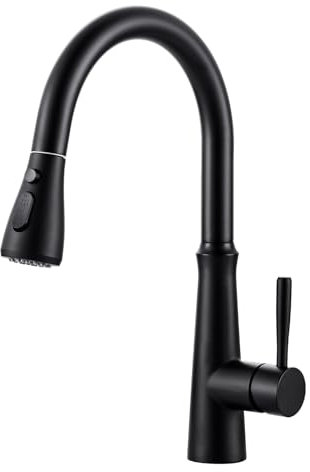 iVIGA Wasserhahn Küche, Hochdruck Küchenarmatur Ausziehbar, 360° Schwenkbar Armatur Küche Mischbatterie Küche mit 2 Wasserstrahlarten, Edelstahl Spültischarmatur Küche,Schwarz