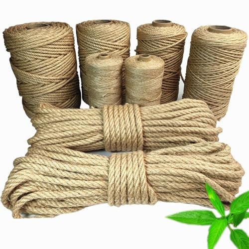 Treadstar, sisal rope for scratching post, natural jute cord, sisal rope, cord garden cord, package cord, hemp rope, cat accessories, scratching post rope, 100% natural hemp rope (3 mm - 200 m)