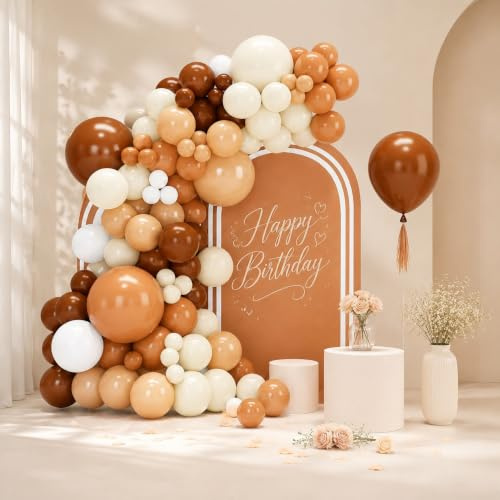Brown Balloon Arch Kit, 100pcs Coffee Balloon Garland with Brown Ballon, Nude and White Ballon, Khaki Balloon Arch for Birthday Party Teddy Bear Balloons Baby Shower Decorations Boy Neutral Wild One