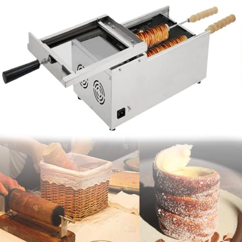 Macchina elettrica per coni gelato e torte a camino | Wok commerciali e rullo per cake pop ungheresi | Temperatura regolabile 50°C-300°C | Include 2 rulli per dolcetti perfetti