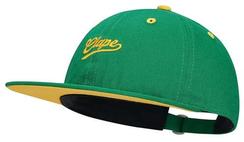 CLAPE Cappello da Baseball Uomo Donna Coton Cappello Visiera Cappellino Piatta Regolabile Berretto Sportivi Cappelli da Sole GreenYellow BSAP2546