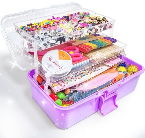 LINAYE 3000PCS Arts and Crafts Supplies Kit for Kids, All in One DIY Craft Box Kits, Craft Supplies Set Include Pompoms, Pipe Cleaners for Kids Ages 4-6 6-8 Birthday Gifts for Boys Girls