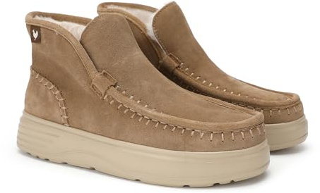Pitas | PERTH | Stivali casual da donna | Stivaletti in pelle| Scarpa urbani | Mocassini | Nautiche invernali | Sneakers Casual | Calzatura Senza lacci | Calzature Walkinpitas | Camel | 40