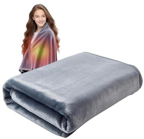 Carziyer Couverture Chauffante USB 140 x 80cm, 3 réglages de température(35°C/45°C/55°C), Lavable Machine, Protection Contre la Surchauffe, Plaid Chauffant pour Canapé, Lit, Bureau (Gris foncé)