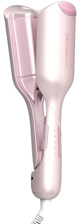 SHEGLAM Piastra per Capelli a Onde Beach Babe 25mm Rosa, Ferro arricciacapelli a doppio cilindro, Asta ondulata Temperatura Regolabile e Doppia Tensione