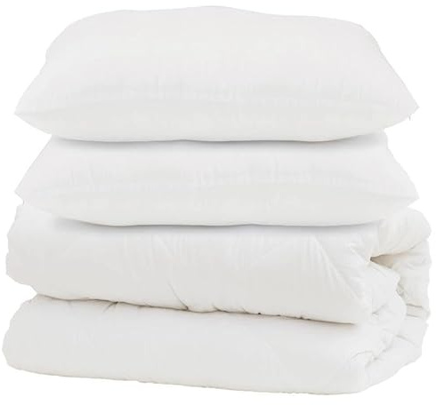 Eleganz Piumone con cuscino, 3 pezzi, in microfibra bianca, leggero, traspirante e facile da pulire, perfetto per chi soffre di allergie e camere degli ospiti, set per camera da letto morbido