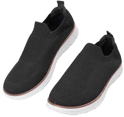 JOMIX Scarpe Senza Lacci Uomo Primavera Estate Autunno Inverno Traspiranti Leggere Comode Sneakers Slip On Mesh Volante Camminata Sportive,Nero,41 EU