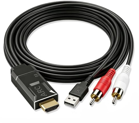 SDKDZKG Convertidor de Audio HDMI eARC ARC 192kHz, Extractor de Audio ARC a RCA, Soporta Función CEC con Cable Convertidor HDMI a RCA de 1,8M para Altavoces de HDTV Sistema de Cine en Casa