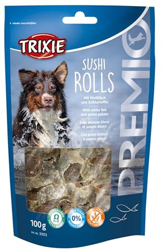 TRIXIE Snack PREMIO Sushi Rolls, 100 g, 90% Pescado Blanco, Perro