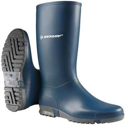 DUNLOP Sport Retail - Unisex Knee High Classic Retro Design Wellington Rain Boots, Blue, Waterproof and Chemical Resistant PVC Wellies for Outdoor, Farm and Gardening Work - EU35, UK2.5