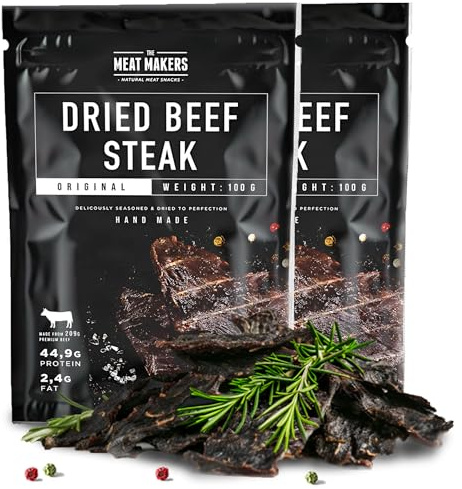 The Meat Makers | BIG PACK Kryddig peppar, torkad nötkött, ryckig biff (200 g) - redo att äta, hälsosamt ölsnack, inga konstgjorda konserveringsmedel, smaker eller färger