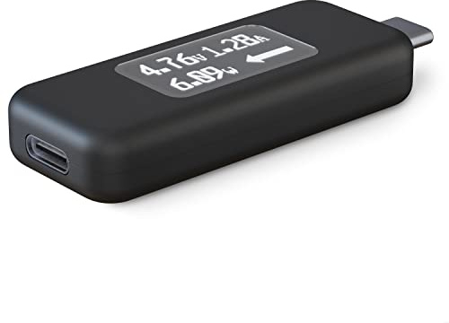 Plugable USB C Power Meter Tester for Monitoring USB-C Connections - Digital Multimeter for USB Type C Cables, Laptops, Phones, Chargers - Driverless