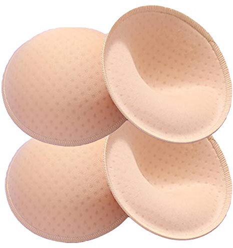 ONDY Bra Insert Pads 2 Pairs, Round Breast Enhancers,Invisible Bra Push Up Pad for Yoga Sports Bra (C/D) Beige